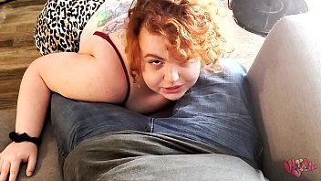 redhead sucking daddy off and taking his creampie